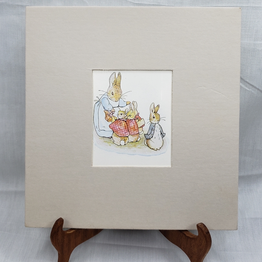 Vintage Peter Rabbit Beatrix Potter Matted Art Print 8 X 8 Inches